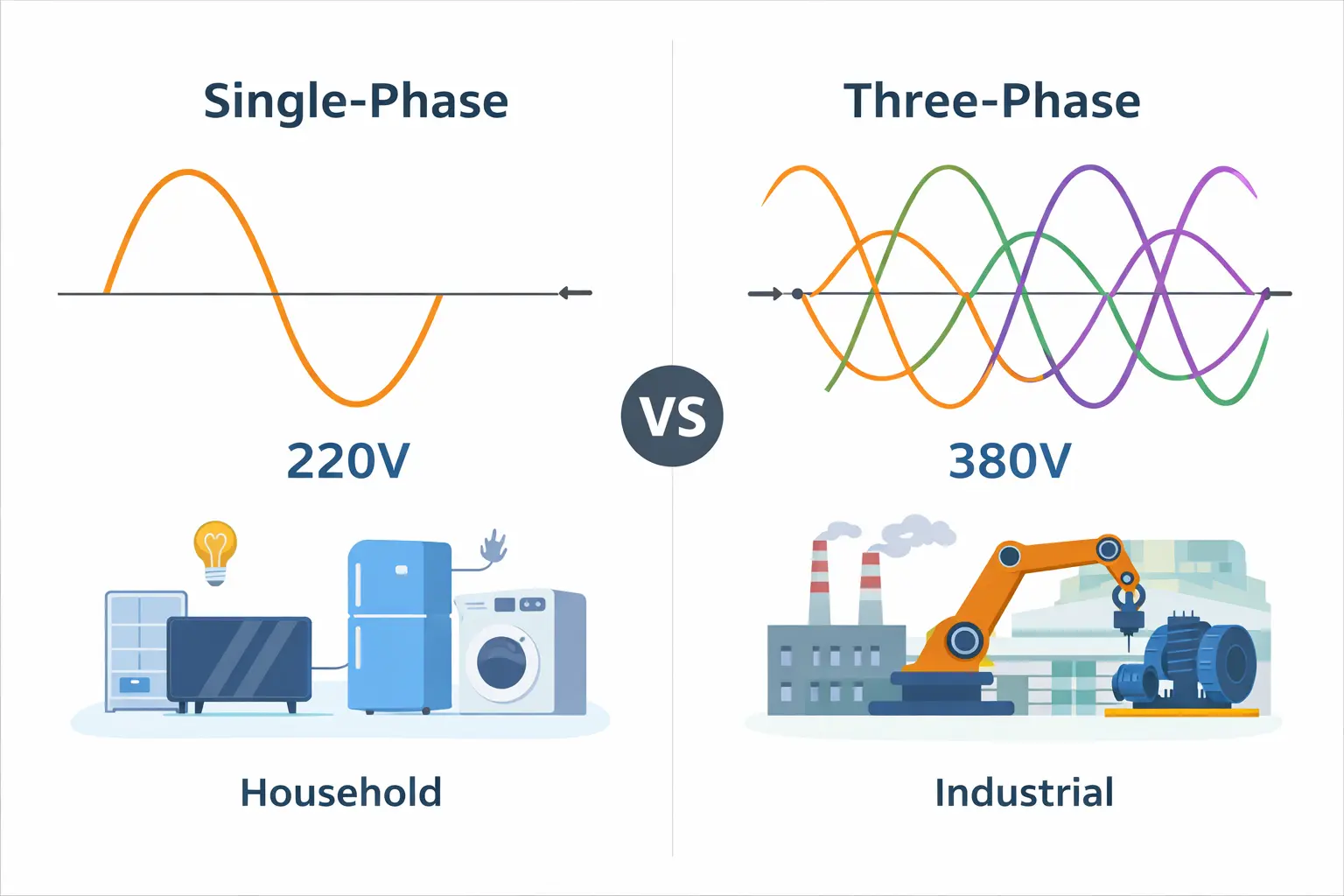 تفاوت برق تک فاز و سه فاز چیست؟
