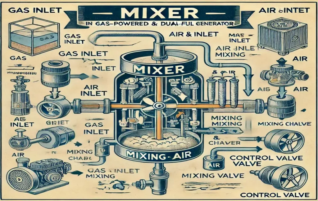 میکسر در موتور برق‌های گازسوز و دوگانه سوز