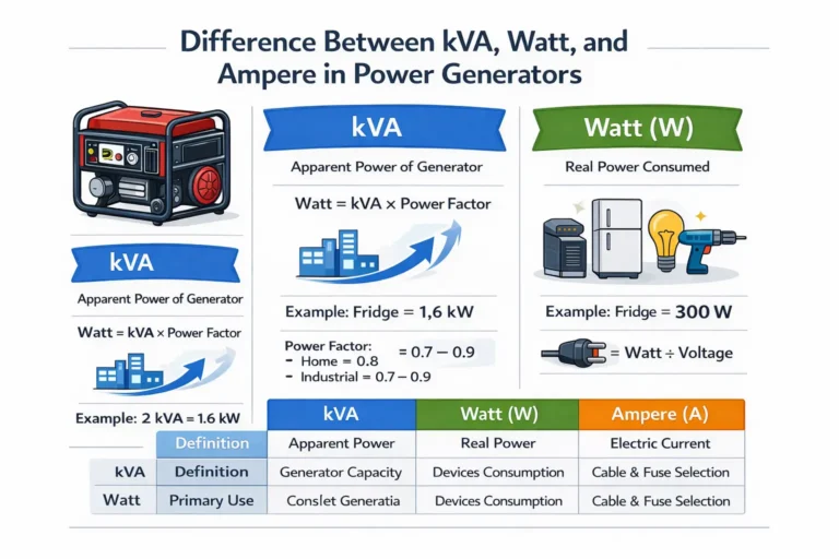 تفاوت کاوا، وات و آمپر در موتور برق