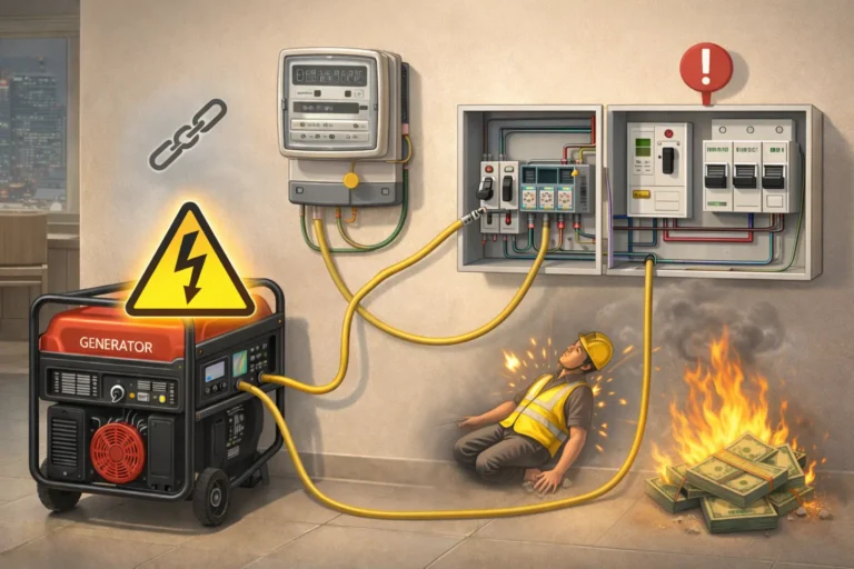 خطرات اتصال موتور برق به تابلو برق یا کنتور بدون تجهیزات ایمنی