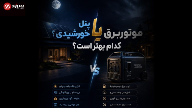 zipaa موتوربرق یا پنل خورشیدی